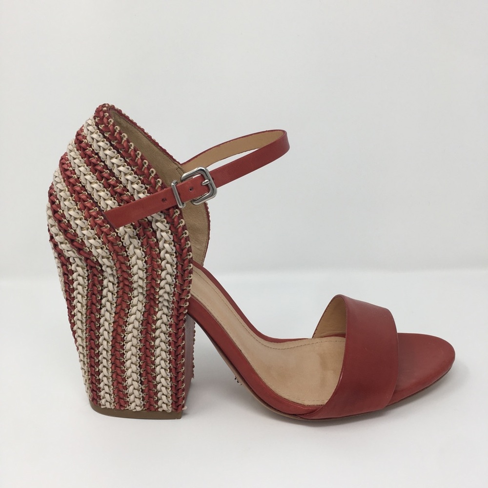 Schutz Red&Cream Textured High Heel Sandal NEW